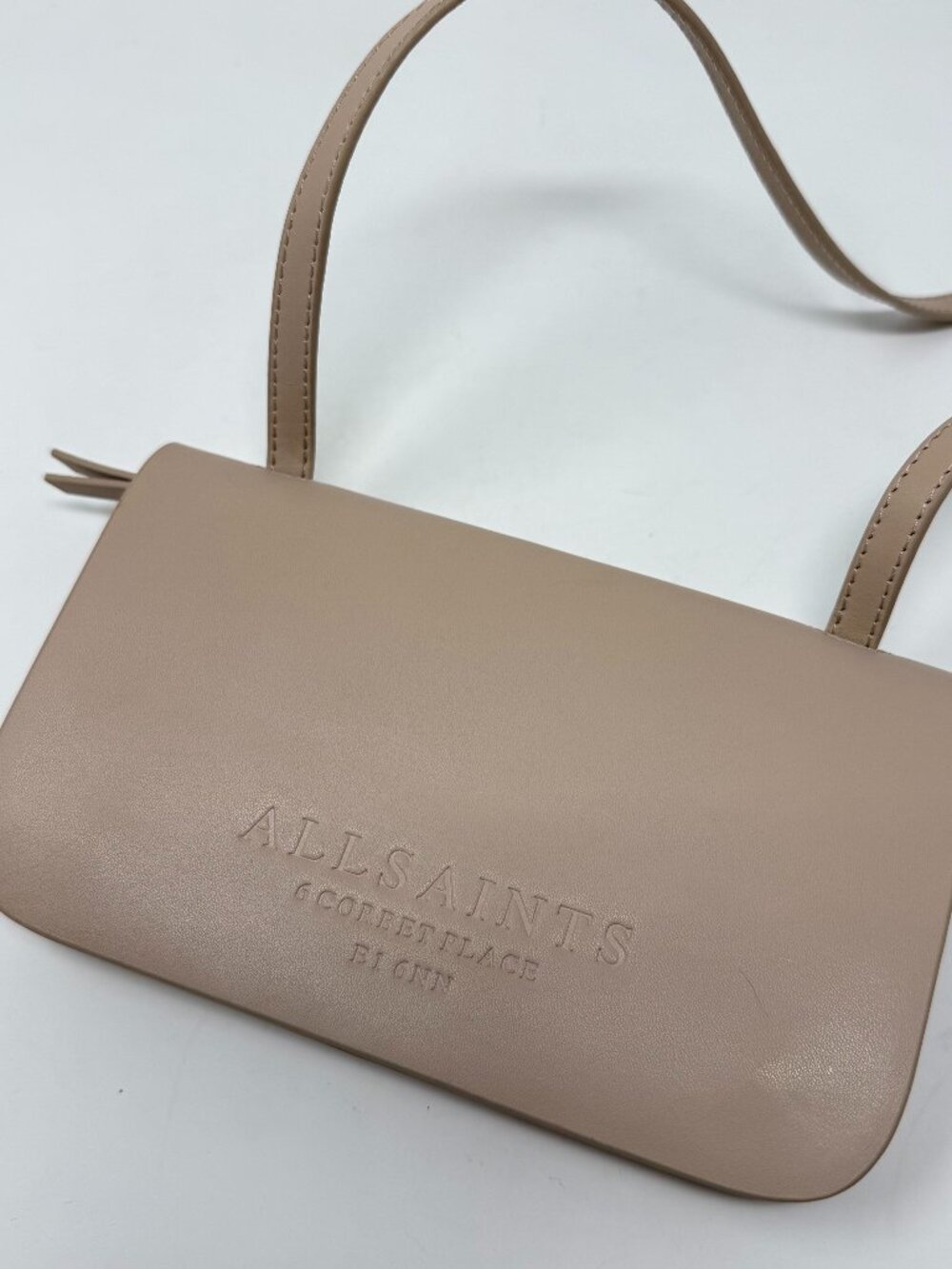 Allsaints LUDIVENE Leather Wallet Crossbody Beige Nude Mini Purse